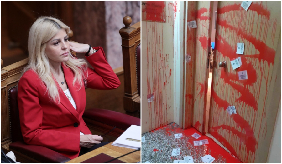 Επίθεση με μπογιές στο πολιτικό γραφείο της Έλενας Ράπτη