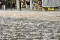 Ισχυρή χαλαζόπτωση στην Θεσσαλονίκη - «Άσπρισαν» οι δρόμοι (Βίντεο)