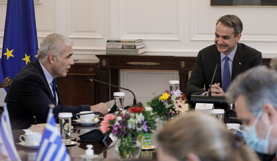 Συνάντηση Μητσοτάκη με τον πρωθυπουργό και ΥΠΕΞ του Ισραήλ, Γιαΐρ Λαπίντ