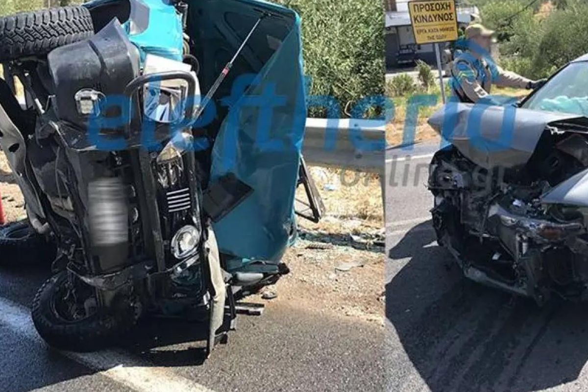 Σφοδρή μετωπική δύο αυτοκινήτων στην Πύργου-Κυπαρισσίας - Τέσσερις τραυματίες