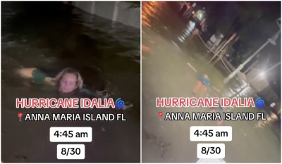 Τυφώνας Ιντάλια: 23χρονη βγήκε στους πλημμυρισμένους δρόμους για κολύμπι και «τα άκουσε»