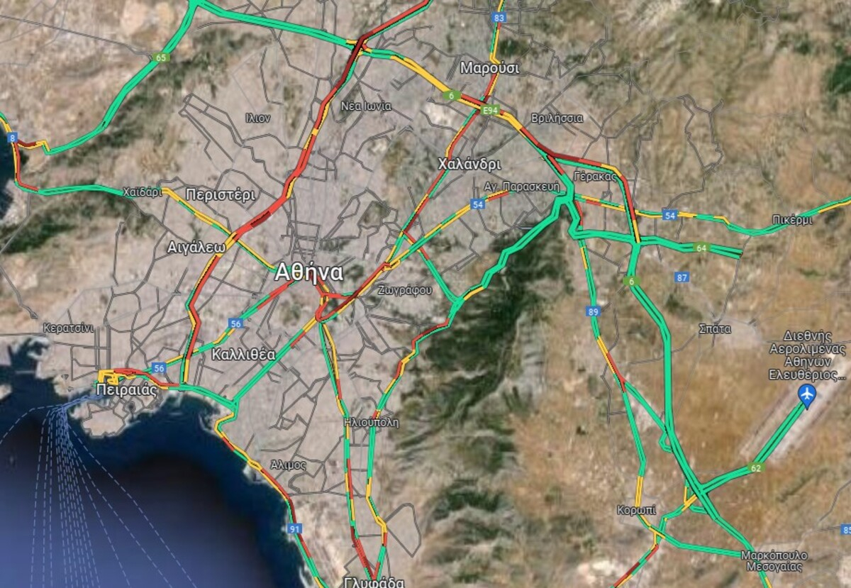 Κίνηση τώρα: Μποτιλιάρισμα σε Κηφισίας και Κηφισό - Προβλήματα σε αρκετούς δρόμους (Χάρτης)