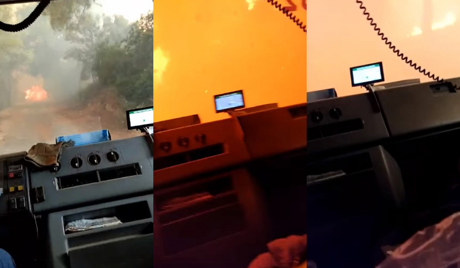 Φωτιά στη Βαρυμπόμπη: Συγκλονιστικό βίντεο - Πυροσβεστικό περνάει μέσα από τις φλόγες