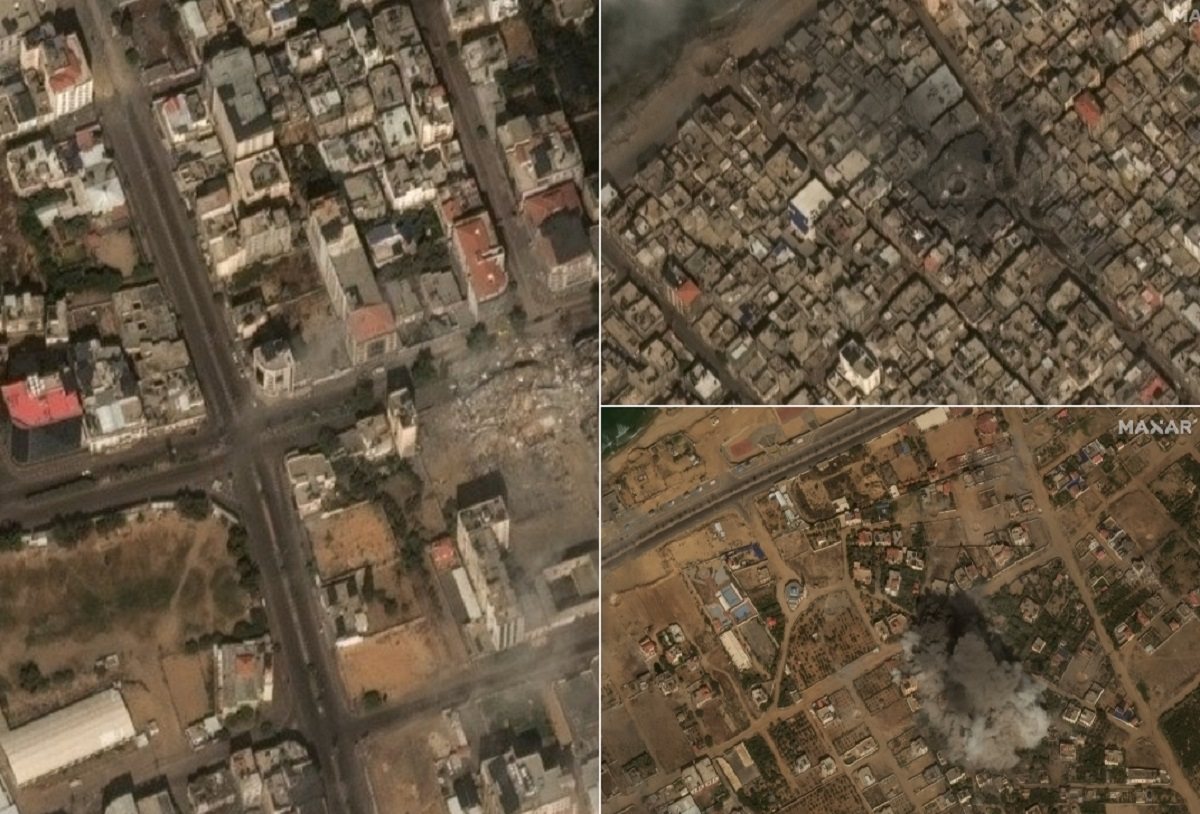 Κρανίου τόπος η Γάζα από τους ισραηλινούς βομβαρδισμούς: Απόκοσμο σκηνικό με ισοπεδωμένα κτίρια (δορυφορικές εικόνες)