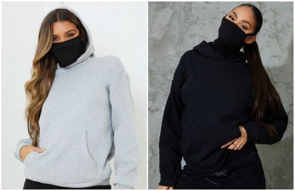 Εταιρεία ρούχων λάνσαρε φούτερ με ενσωματωμένη μάσκα προστασίας