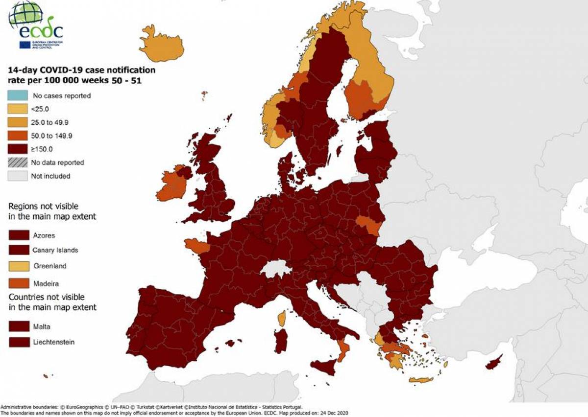 Χαμόγελα για τον χάρτη του κορονοϊού: «Πορτοκαλί» η μισή Ελλάδα, ανησυχία για την Αττική