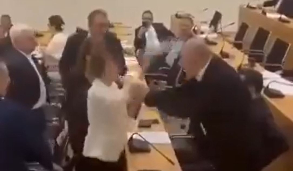 Γεωργία: Βουλευτίνα χτύπησε συνάδελφό της στο κεφάλι με μπουκάλι νερό (βίντεο)