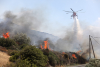 Μεγάλη φωτιά στο Σχηματάρι: Mήνυμα 112 - Ενισχύονται οι δυνάμεις της Πυροσβεστικής