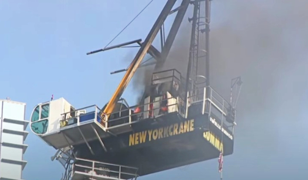 Τρόμος στη Νέα Υόρκη: Κατέρρευσε φλεγόμενος γερανός στο Μανχάταν (Βίντεο)