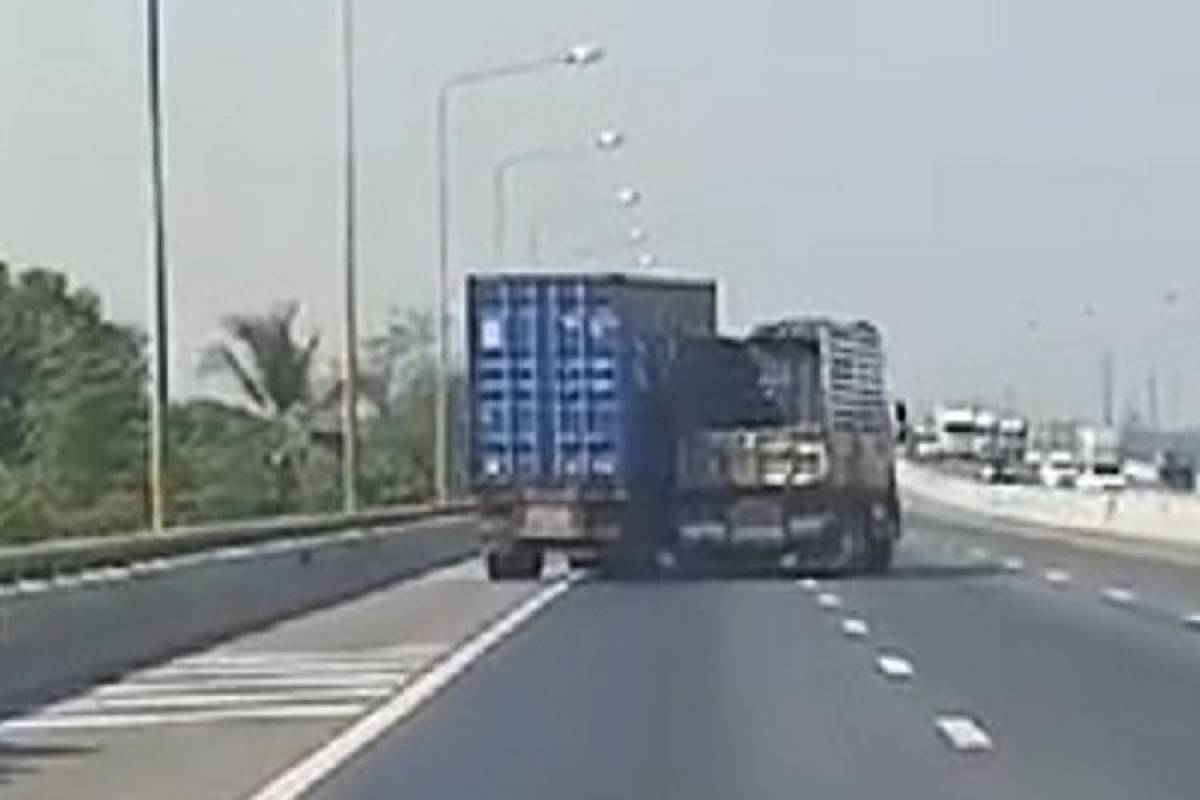 Οδηγοί φορτηγών κάνουν επικίνδυνες κόντρες στην εθνική οδό
