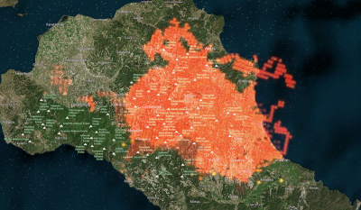 Φωτιές στην Ελλάδα: Σοκάρει η εικόνα δορυφόρου - Φλέγεται όλη η Β. Εύβοια κι η Αττική