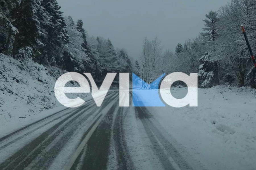 Κακοκαιρία «Αυγή»: Στα λευκά πολλά χωριά της Εύβοιας - Πού χρειάζονται αλυσίδες χιονιού (εικόνες, βίντεο)