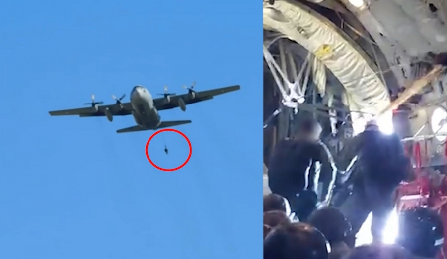 Παρ’ ολίγον τραγωδία με Έλληνα αλεξιπτωτιστή - Κρεμόταν στον αέρα από C-130 (βίντεο)