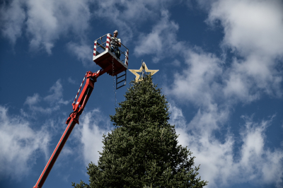 Ξεκίνησε ο στολισμός του χριστουγεννιάτικου δέντρου στο Σύνταγμα - Δείτε φωτογραφίες