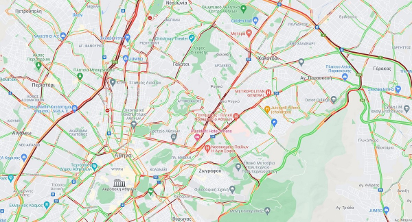 Κίνηση στους δρόμους: Καθυστερήσεις και μποτιλιάρισμα λόγω βροχής - Δείτε τον χάρτη