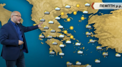 Σάκης Αρναούτογλου: Δυνατοί νοτιάδες με βροχές στις δυτικές περιοχές της Ελλάδας