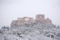 Μαγικές εικόνες από τον χιονιά στην Αθήνα - Η Ακρόπολη στα «λευκά»