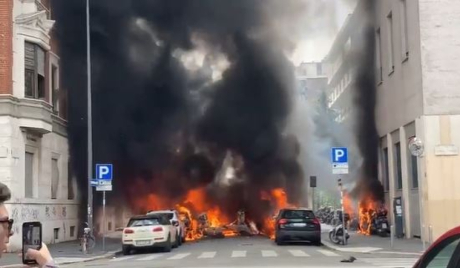 Μεγάλη έκρηξη στο κέντρο του Μιλάνου – Αυτοκίνητα στις φλόγες (βίντεο)