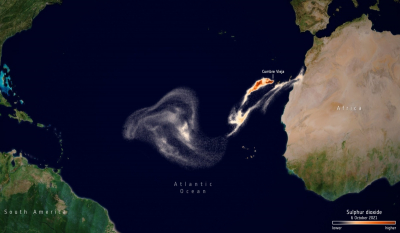 Λα Πάλμα: Διοξείδιο του θείου από τις εκρήξεις του «Κούμπρε Βιέχα» κατέγραψε ο δορυφόρος Sentinel