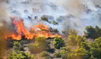 Φωτιά στην Κέα - Καίει χαμηλή βλάστηση