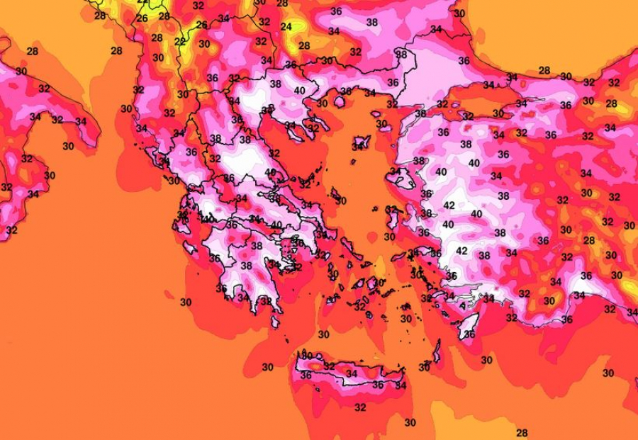 Καύσωνας: Αφόρητη ζέστη με 46 βαθμούς και κίνδυνος για πυρκαγιές - Οι χάρτες του meteo