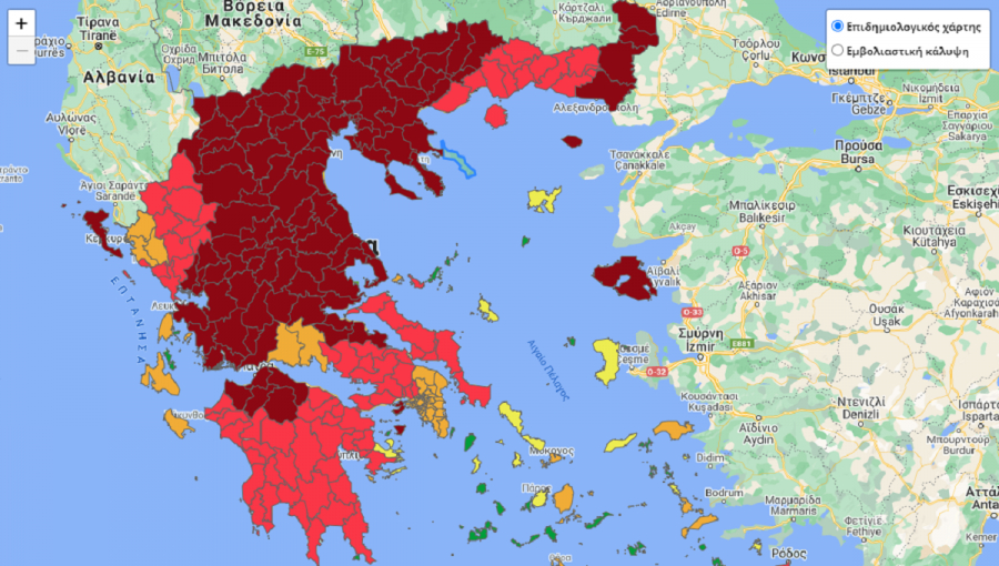 Κορονοϊός: Ο νέος χάρτης της Ελλάδας - Χειρότερα και από τη Βουλγαρία η χώρα μας, σύμφωνα με ECDC