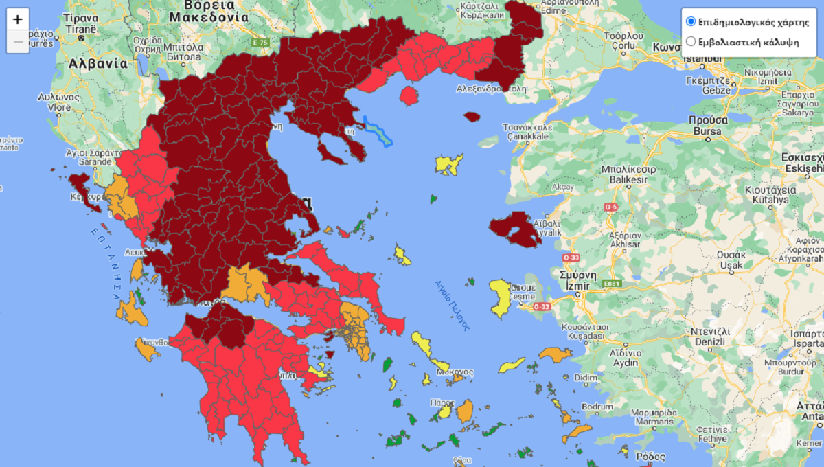 Κορονοϊός: Ο νέος χάρτης της Ελλάδας - Χειρότερα και από τη Βουλγαρία η χώρα μας, σύμφωνα με ECDC