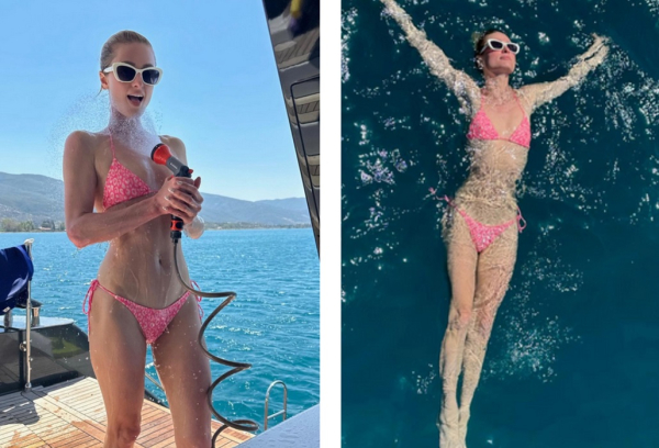 Paris Hilton: Ποζάρει με ροζ barbie μπικίνι σε σκάφος στις Σπέτσες