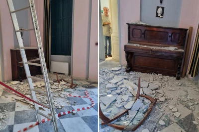Σάμος: Κατέρρευσε η οροφή του δημαρχείου πέντε μέρες μετά τον σεισμό