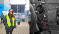Το κορίτσι με το κόκκινο παλτό από τη «Λίστα του Σίντλερ» στο πλευρό Ουκρανών πρόσφυγων