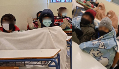 Καβάλα: Μαθητές κάνουν μάθημα… τυλιγμένοι σε κουβέρτες