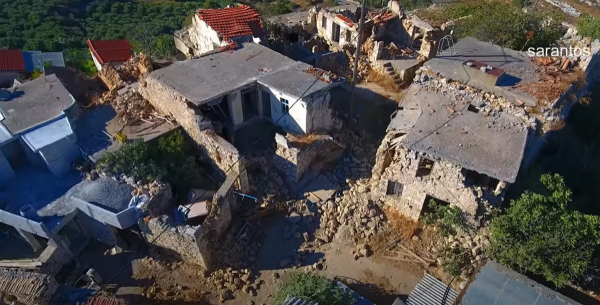 Σεισμός στην Κρήτη: Η καταστροφή στο Αρκαλοχώρι από drone - Κατολισθήσεις και αγωνία