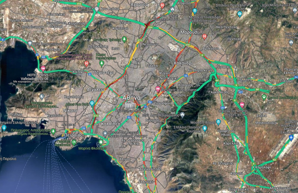 Κίνηση στους δρόμους: Πού υπάρχει μποτιλιάρισμα στην Αττική (Δείτε χάρτη)