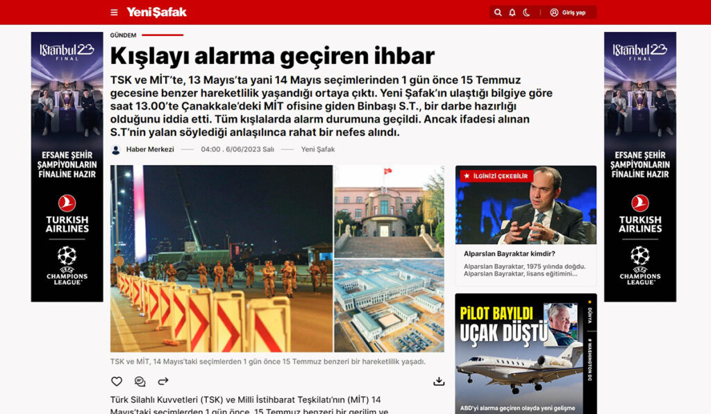 Yeni Safak: Σήμανε συναγερμός πριν τις εκλογές στην Τουρκία για απόπειρα πραξικοπήματος