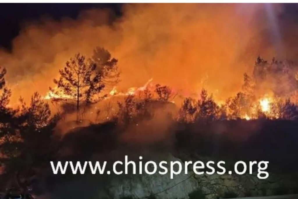 Φωτιά στην Χίο: Σε εξέλιξη πύρινος εφιάλτης – Ξέσπασε μετά από τροχαίο, ήχησε το «112»