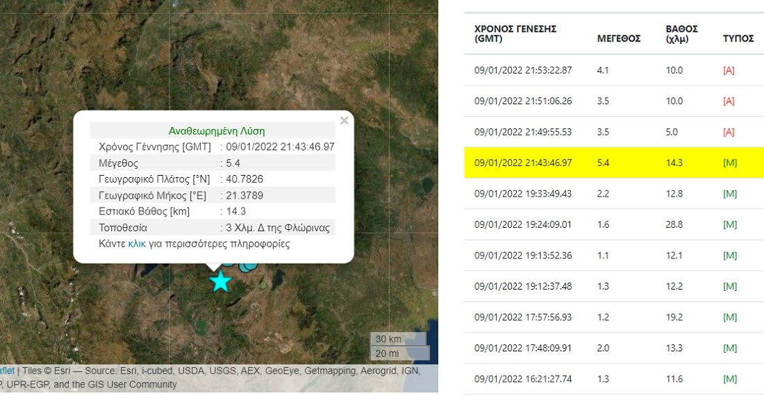 Ισχυρός σεισμός τώρα στη Φλώρινα