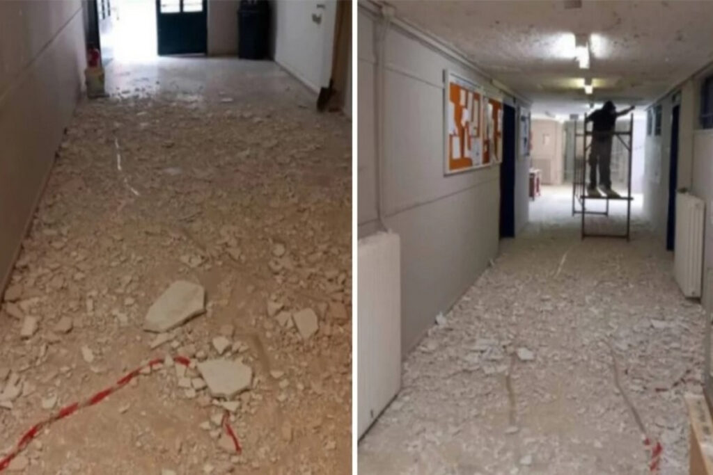 Σαν να έγινε σεισμός – Κατέρρευσε η οροφή στο ΤΕΦΑΑ Αθήνας (φωτογραφίες)