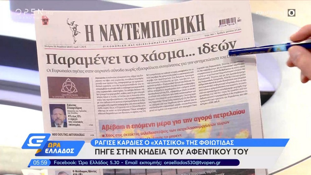 Τα πρωτοσέλιδα των εφημερίδων της Τετάρτης 22/04