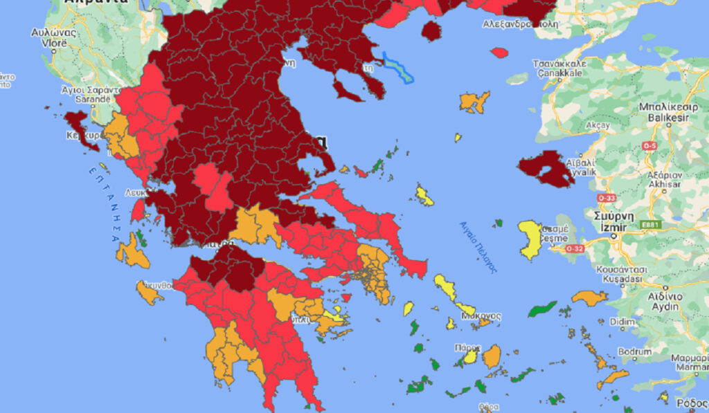 Κορονοϊός: Αυτός είναι ο νέος χάρτης της Ελλάδας – Στο βαθύ κόκκινο η χώρα για τον ECDC
