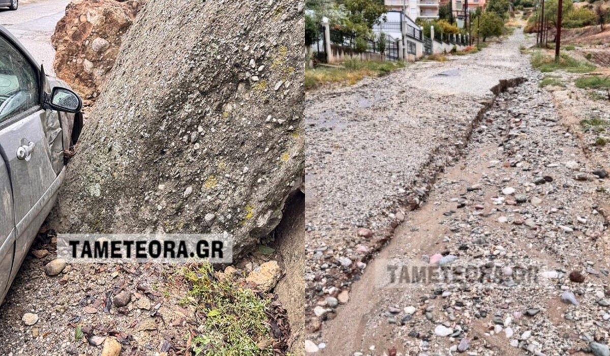 Προβλήματα στην Καλαμπάκα από την κακοκαιρία: Αποκολλήθηκε βράχος (εικόνες, βίντεο)