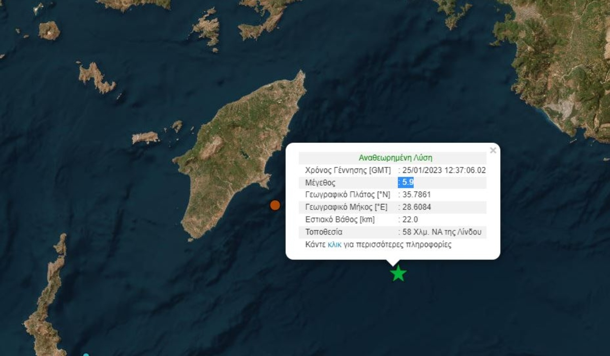 Σεισμός 5,9 Ρίχτερ στη Ρόδο