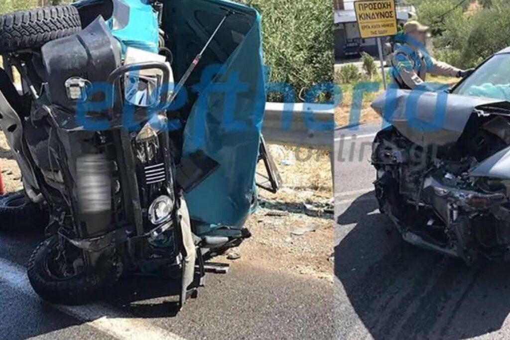 Σφοδρή μετωπική δύο αυτοκινήτων στην Πύργου-Κυπαρισσίας – Τέσσερις τραυματίες