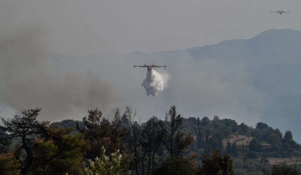 Φωτιά στην Αρκαδία: Αναζωπυρώσεις σε Γορτυνία και Μεγαλόπολη