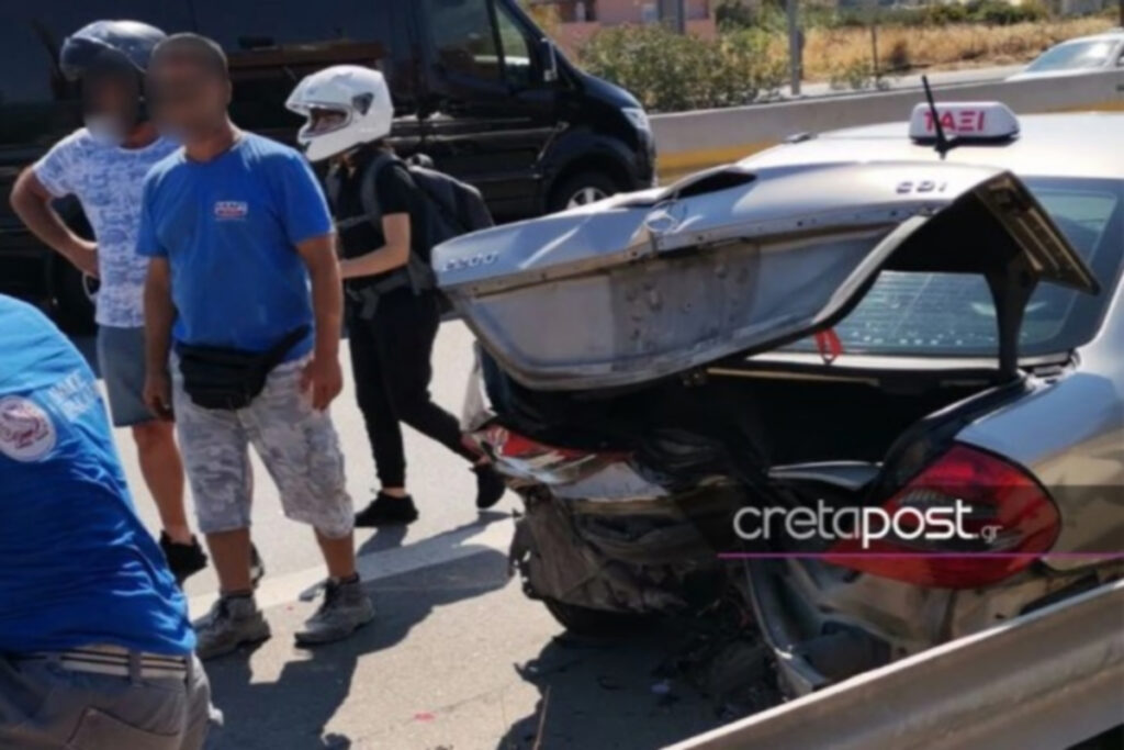 Κρήτη: Νέο τροχαίο ατύχημα στον ΒΟΑΚ – Αυτοκίνητο «καρφώθηκε» σε ταξί
