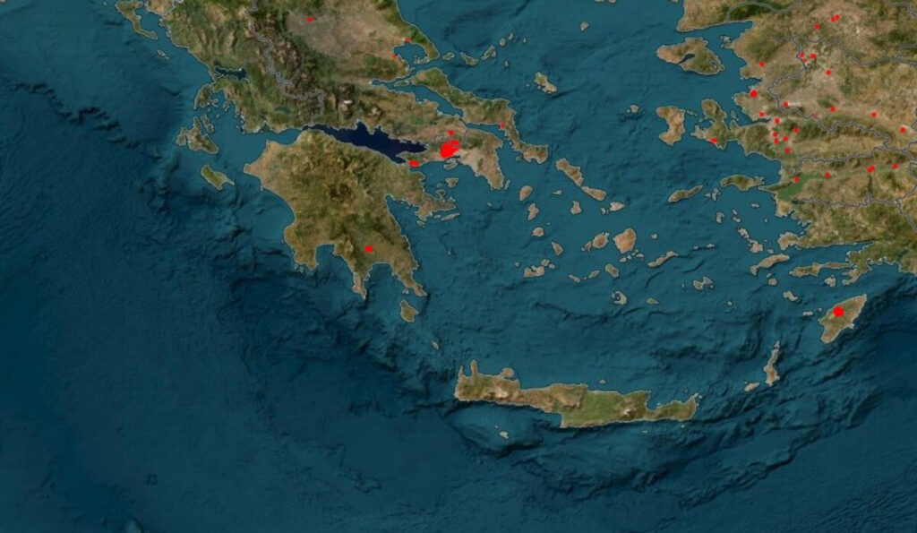 Live χάρτης με τις φωτιές – Πού υπάρχουν ενεργά μέτωπα τώρα