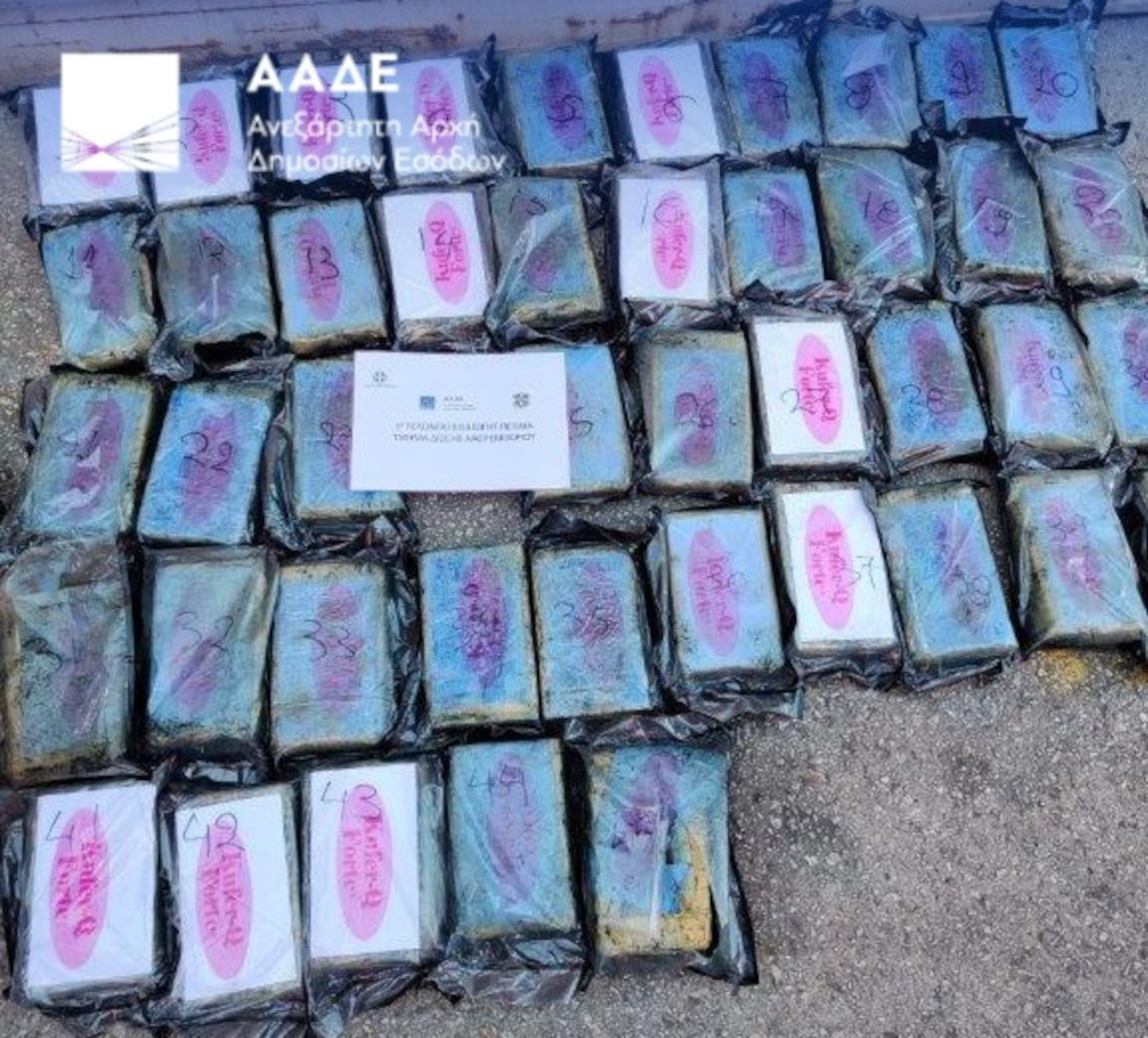 Capturarea a 54 kg de cocaină într-un transport de banane în portul Pireu. în valoare de 2.35 milioane de euro