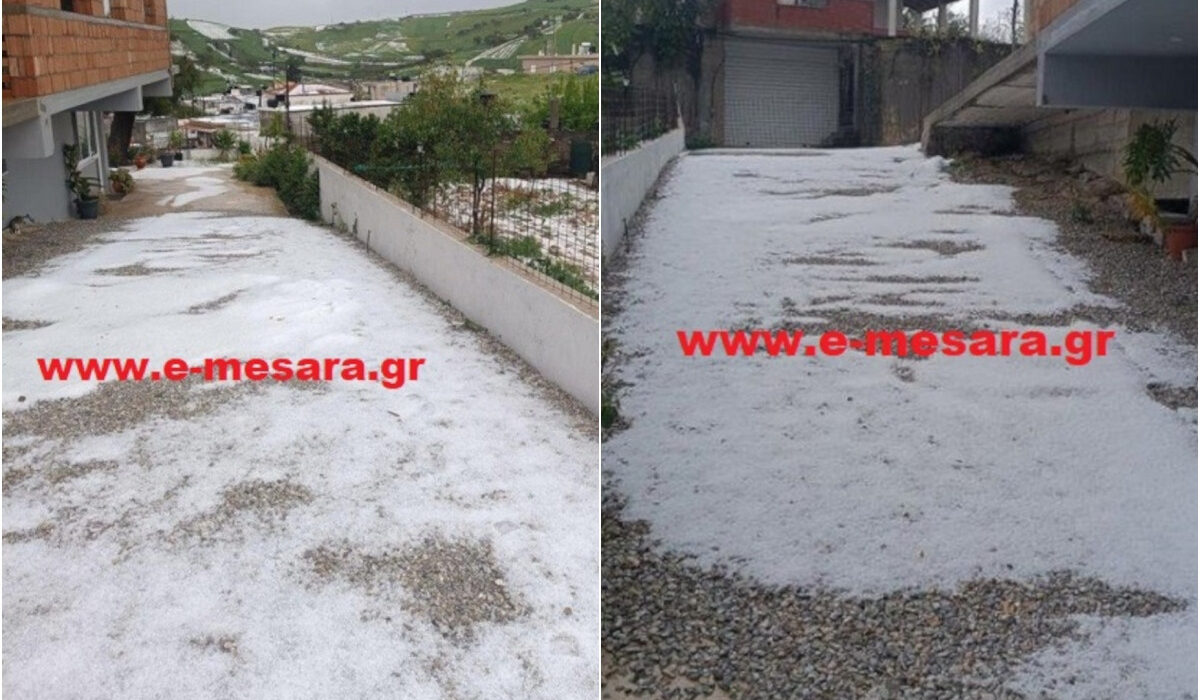 Χαλάζι σε μέγεθος ρεβιθιού προκάλεσε μεγάλες καταστροφές στο Ηράκλειο Κρήτης (Εικόνες, Βίντεο)