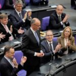 Ο Φρίντριχ Μερτς μετά την ανακοίνωση της εκλογής του ως Καγκελάριος Γερμανίας.