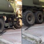 Θεσσαλονίκη: Στρατιωτικό όχημα του ΝΑΤΟ γκρέμισε κολωνάκια στην Άνω Πόλη