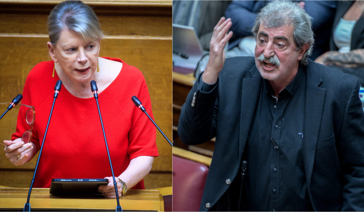 Ο Παύλος Πολάκης και η Έλενα Ακρίτα σε ομιλίες τους στη Βουλή.